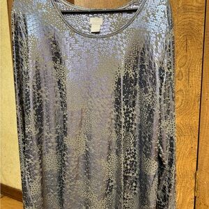 Chico's Metallic Gray Long Sleeve Top